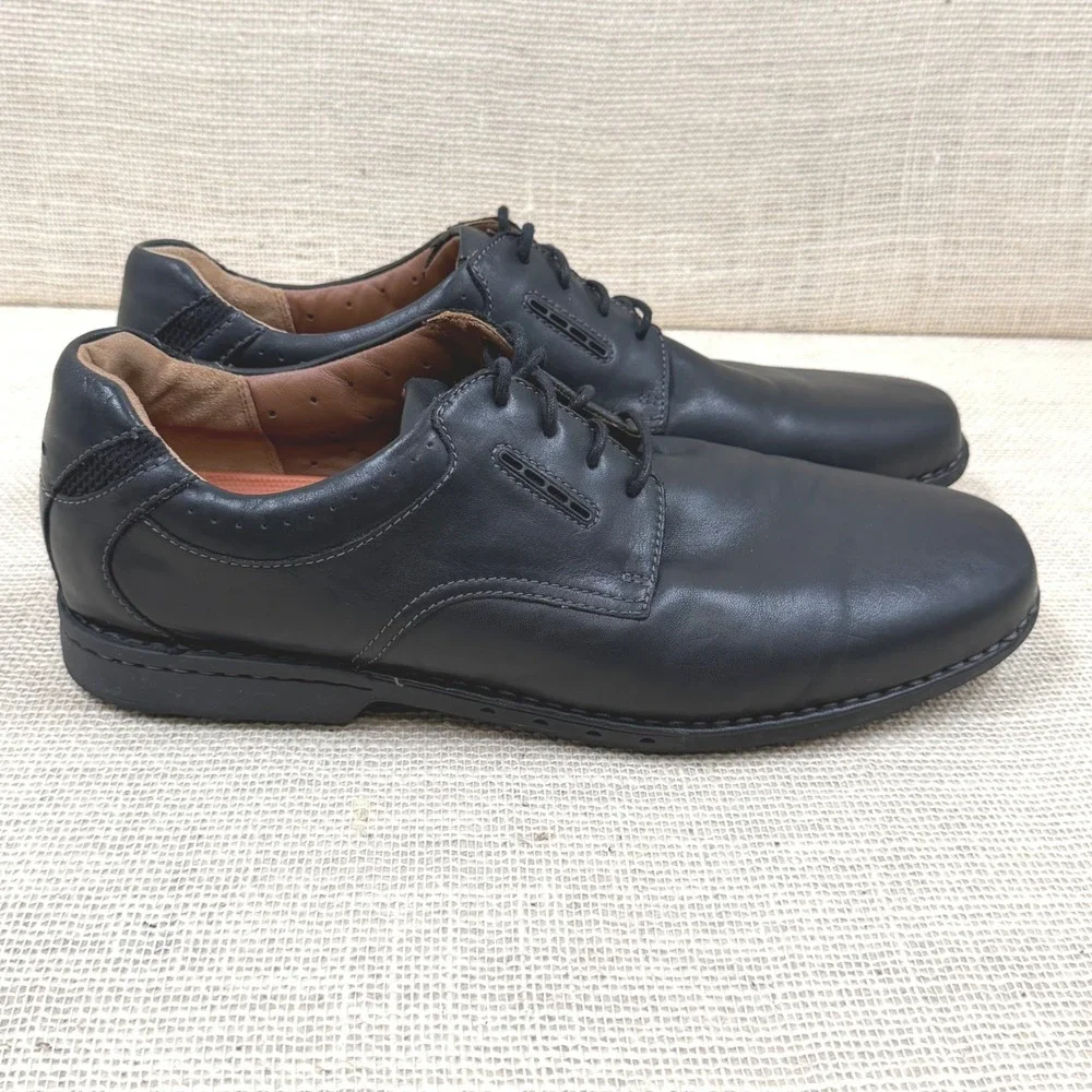 Clarks 1825 Mens Black Leather Derby Oxford Shoes 26102530 Size 15M